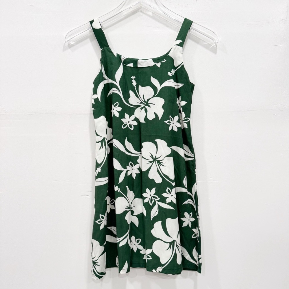 Bishop St Green Hawaiian Print Girls Dress Size 8 Made In Hawaii Rayon